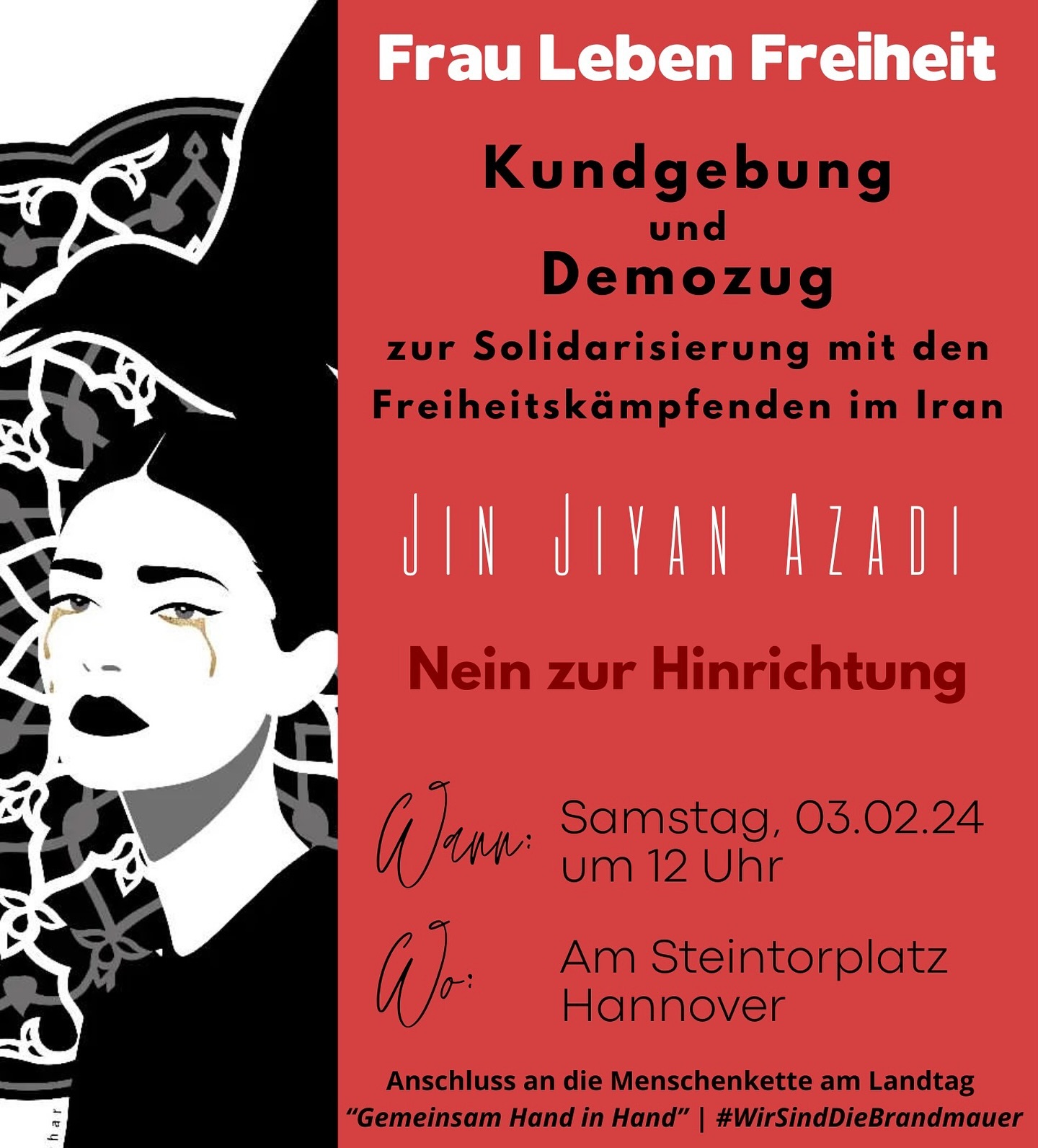 Demo zur Solidarisierung mit den Freiheitskämpfenden im Iran