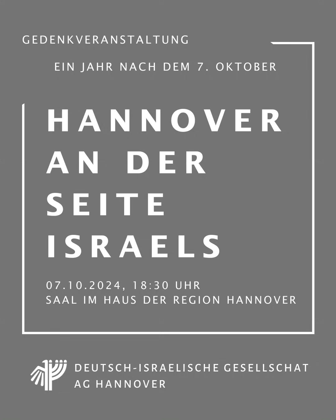 Hannover an der Seite Israels – Gedenkveranstaltung nach dem 7. Oktober