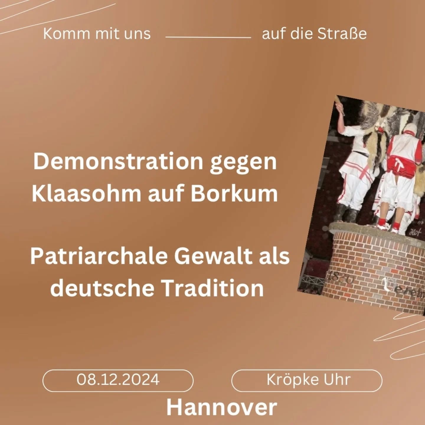 Demonstration gegen Klaasohm auf Borkum - Patriarchale Gewalt als deutsche Tradition