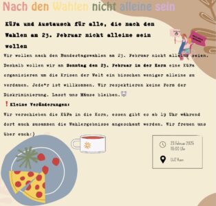 Nach den Wahlen nicht alleine sein