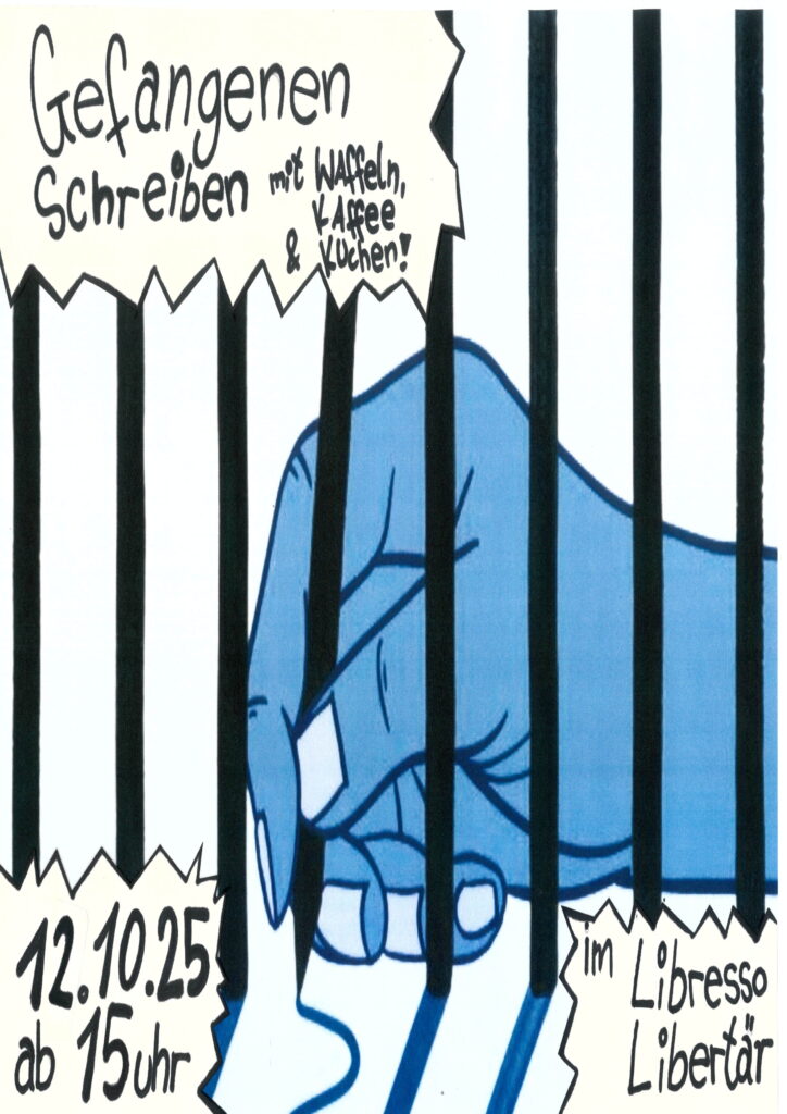 Briefe an Gefangene schreiben mit Waffeln, Kaffee und Kuchen