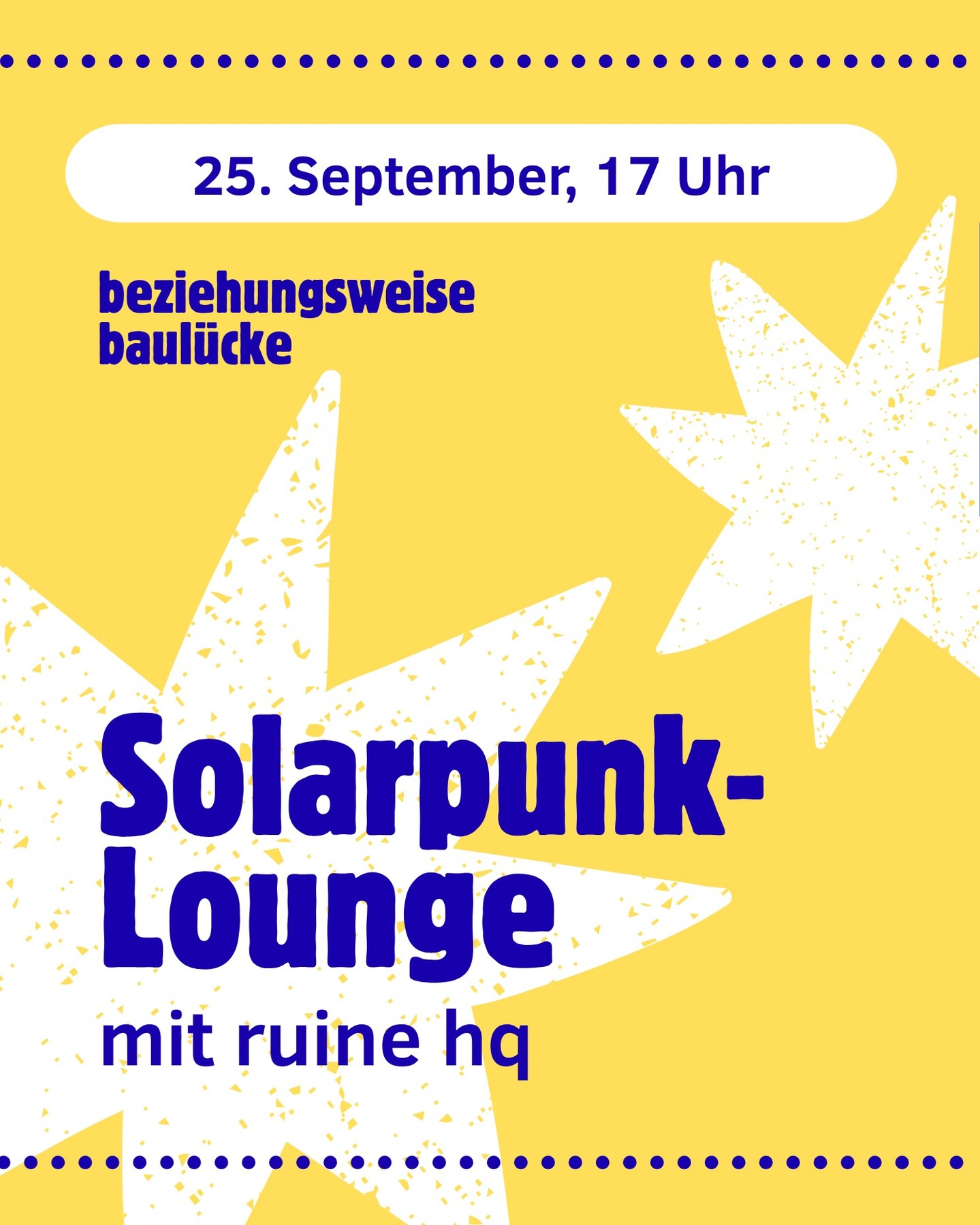Solarpunk-Lounge in der Baulücke mit der ruine hq crew