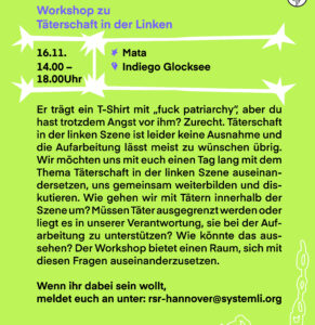 Workshop zu Täterschaft in der Linken