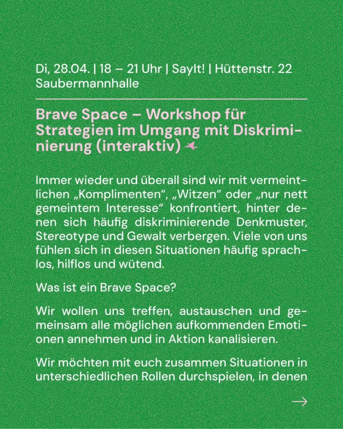 Brave Space - Workshop für Strategien im Umgang mit Diskriminierung (interaktiv)