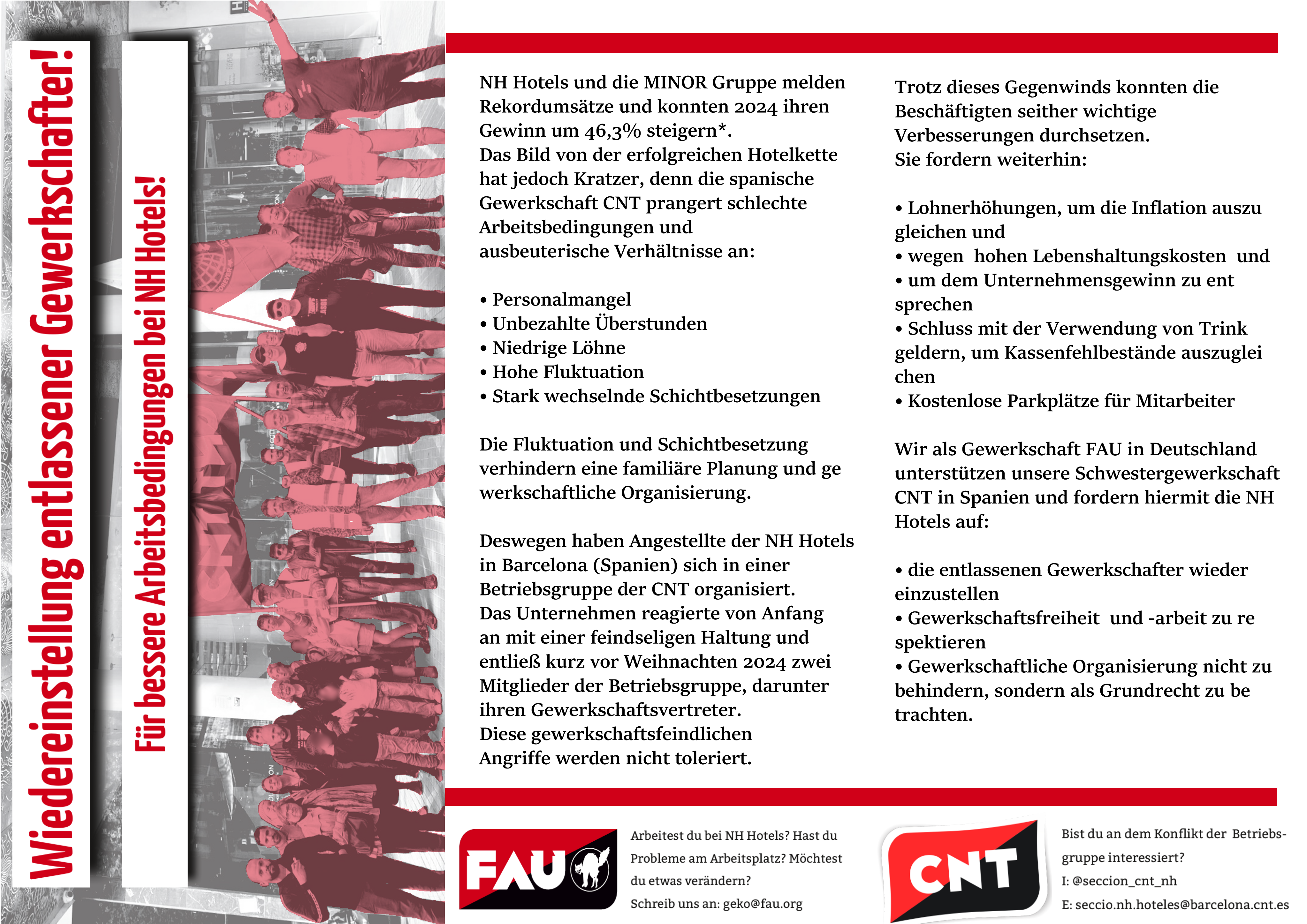 Solidaritätsaktion- für bessere Arbeitsbedingungen bei NH-Hotels