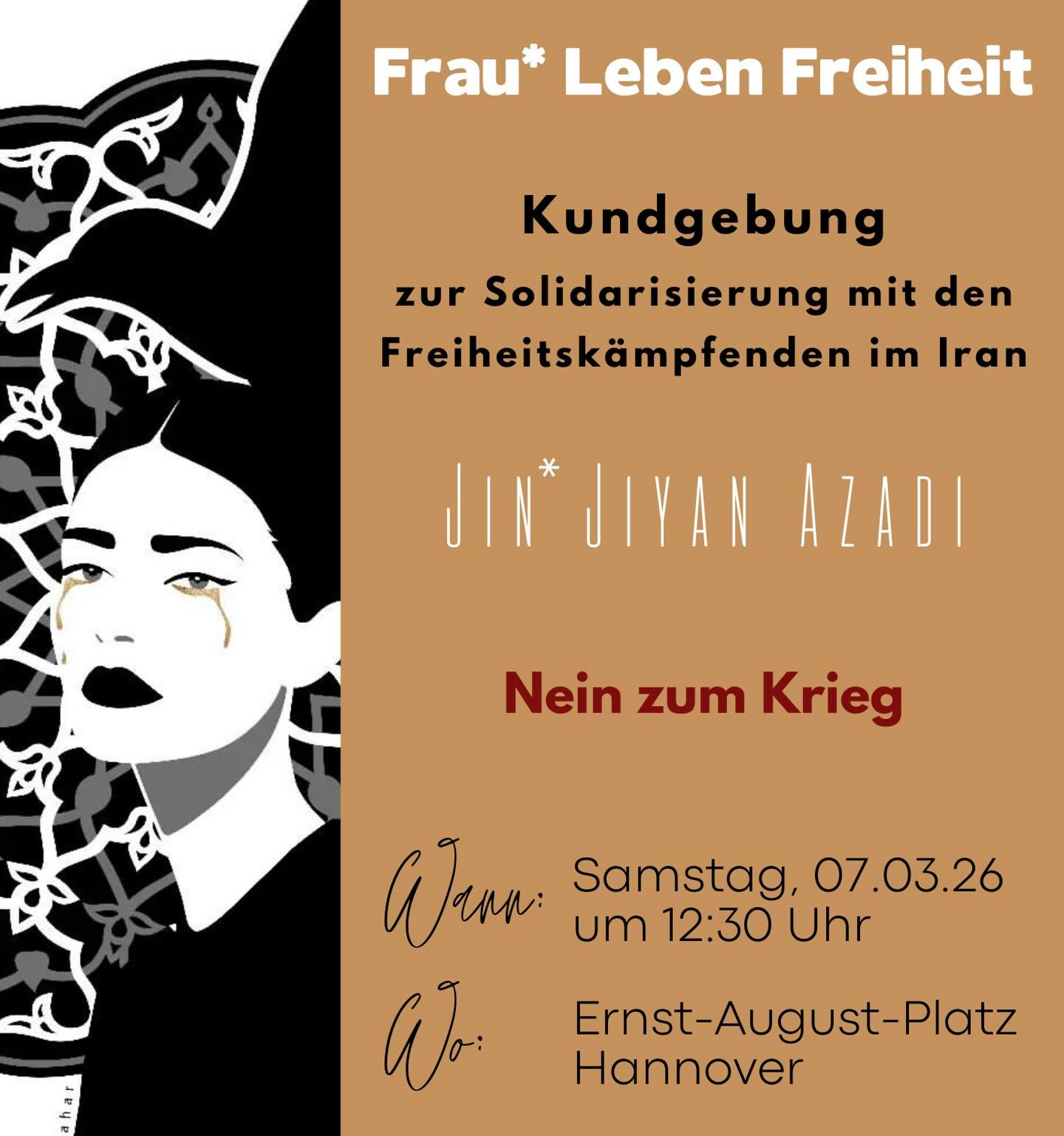 Jin* Jiyan Azadi – Kundgebung zur Solidarisierung mit den Freiheitskämpfenden im Iran