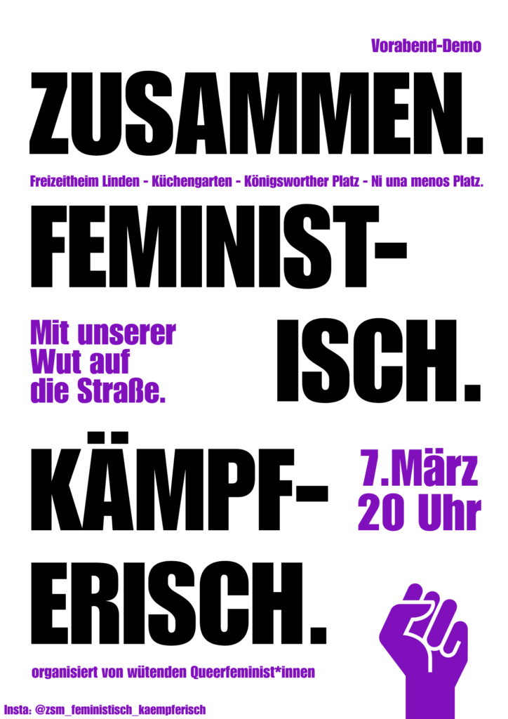 Zusammen. Feministisch. Kämpferisch - Vorabend-Demo