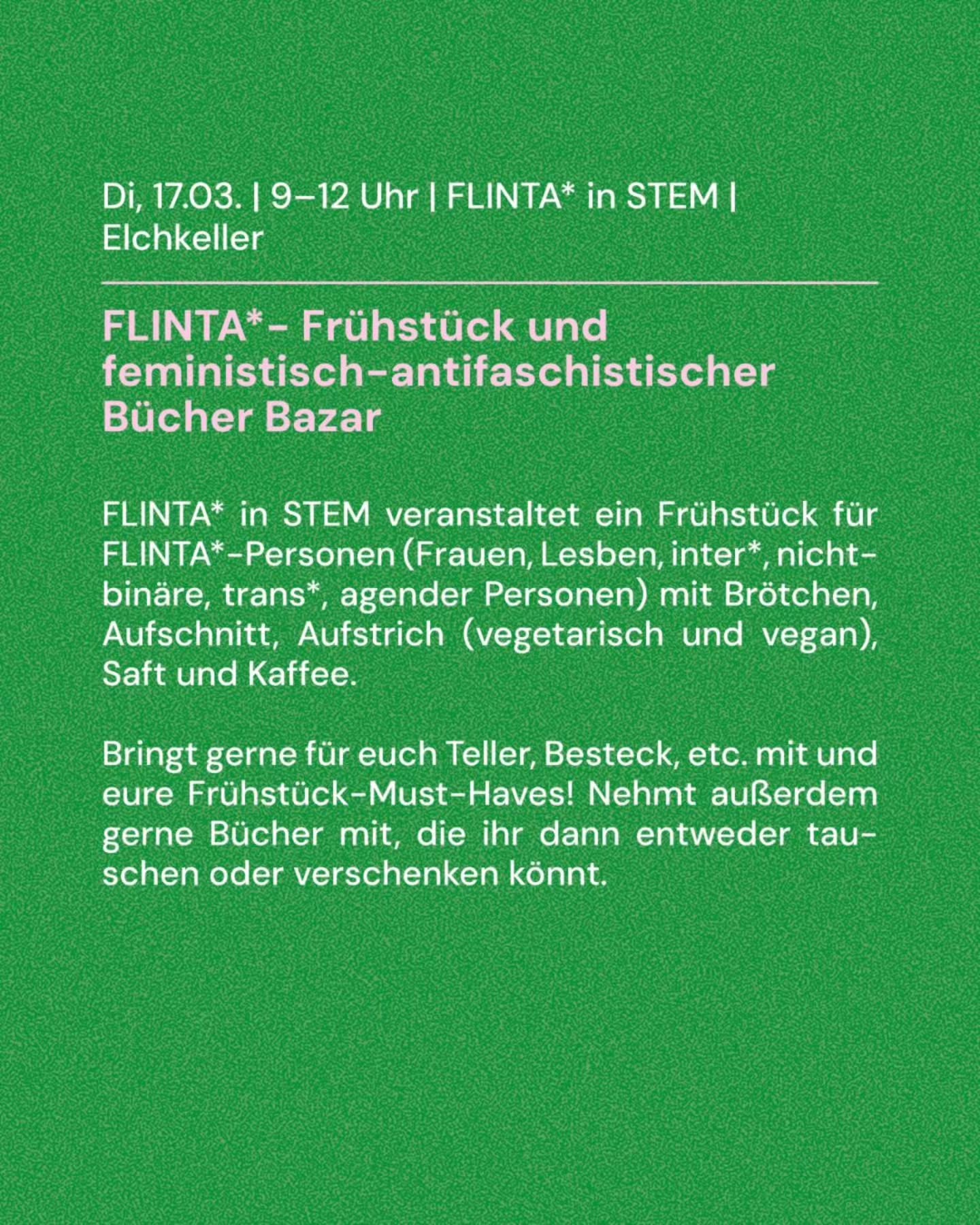 FLINTA*-Frühstück und feministisch-antifaschistischer Bücherbazar