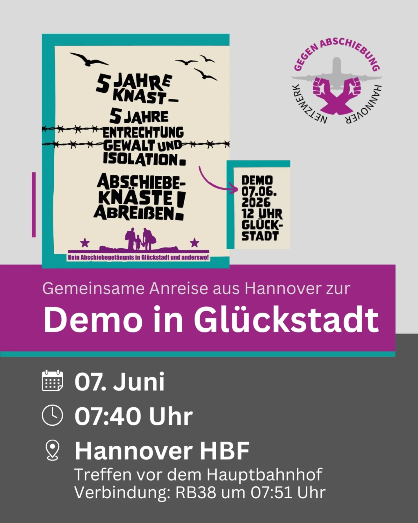 Gemeinsame Anreise zur Demo in Glückstadt