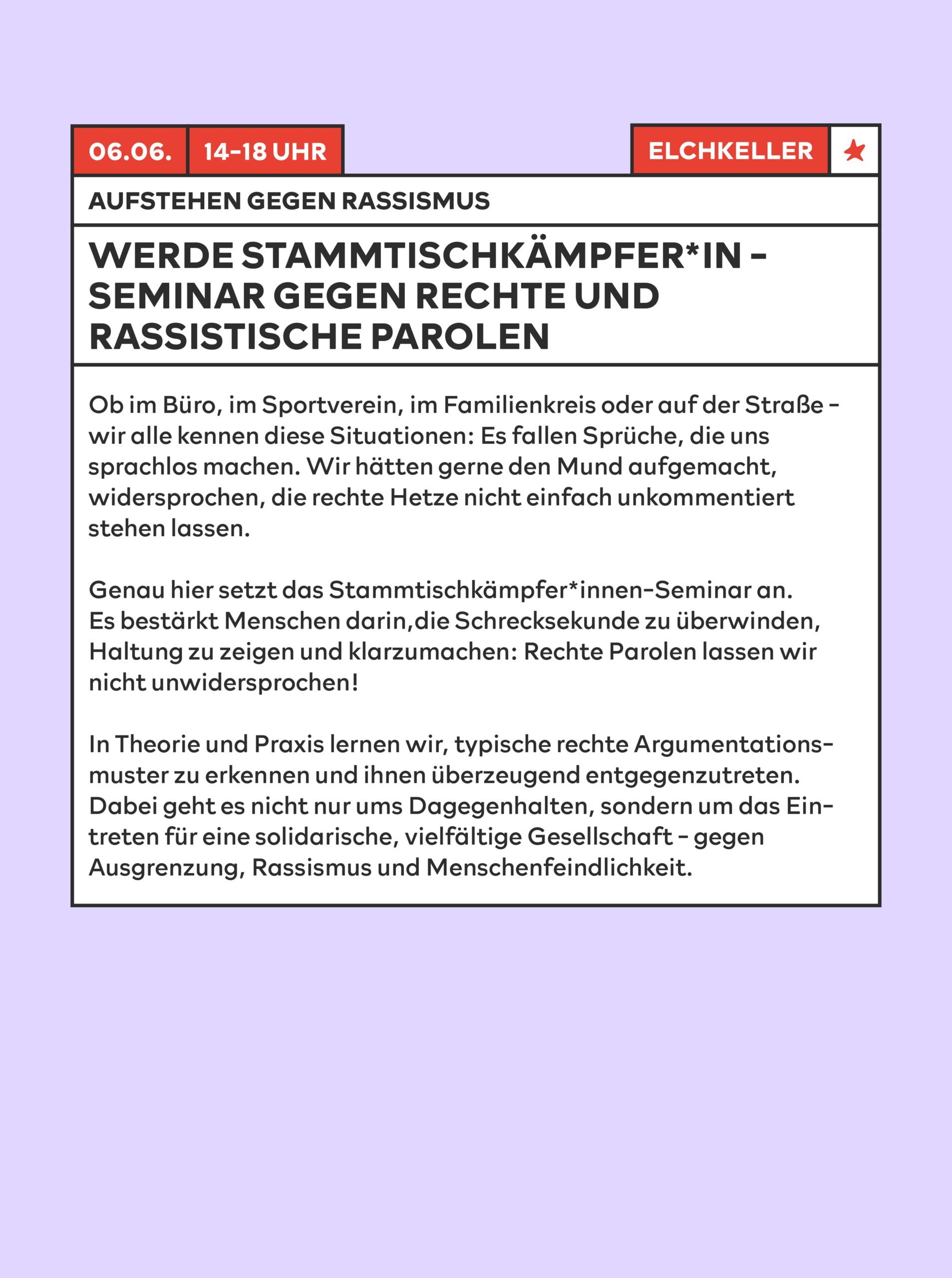 Werde Stammtischkämpfer*in - Seminar gegen rechte und rassistische Parolen