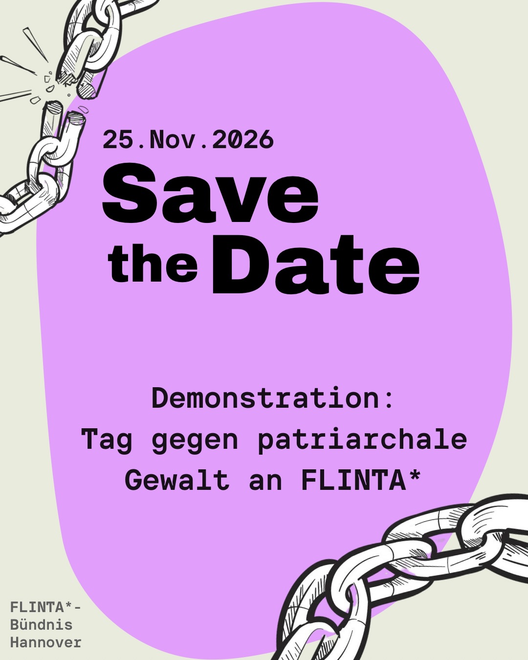 Save the Date: Demonstration zum Tag gegen patriarchale Gewalt an FLINTA*