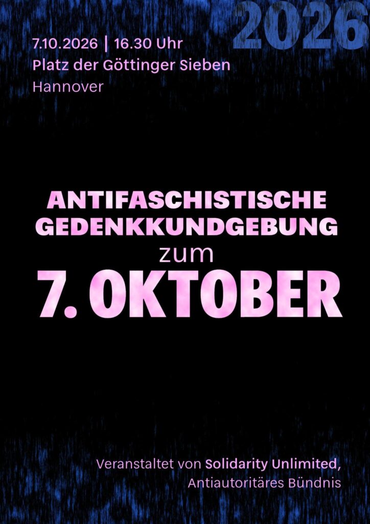 Aufruf zur antifaschistischen Gedenkkundgebung am 7.Oktober