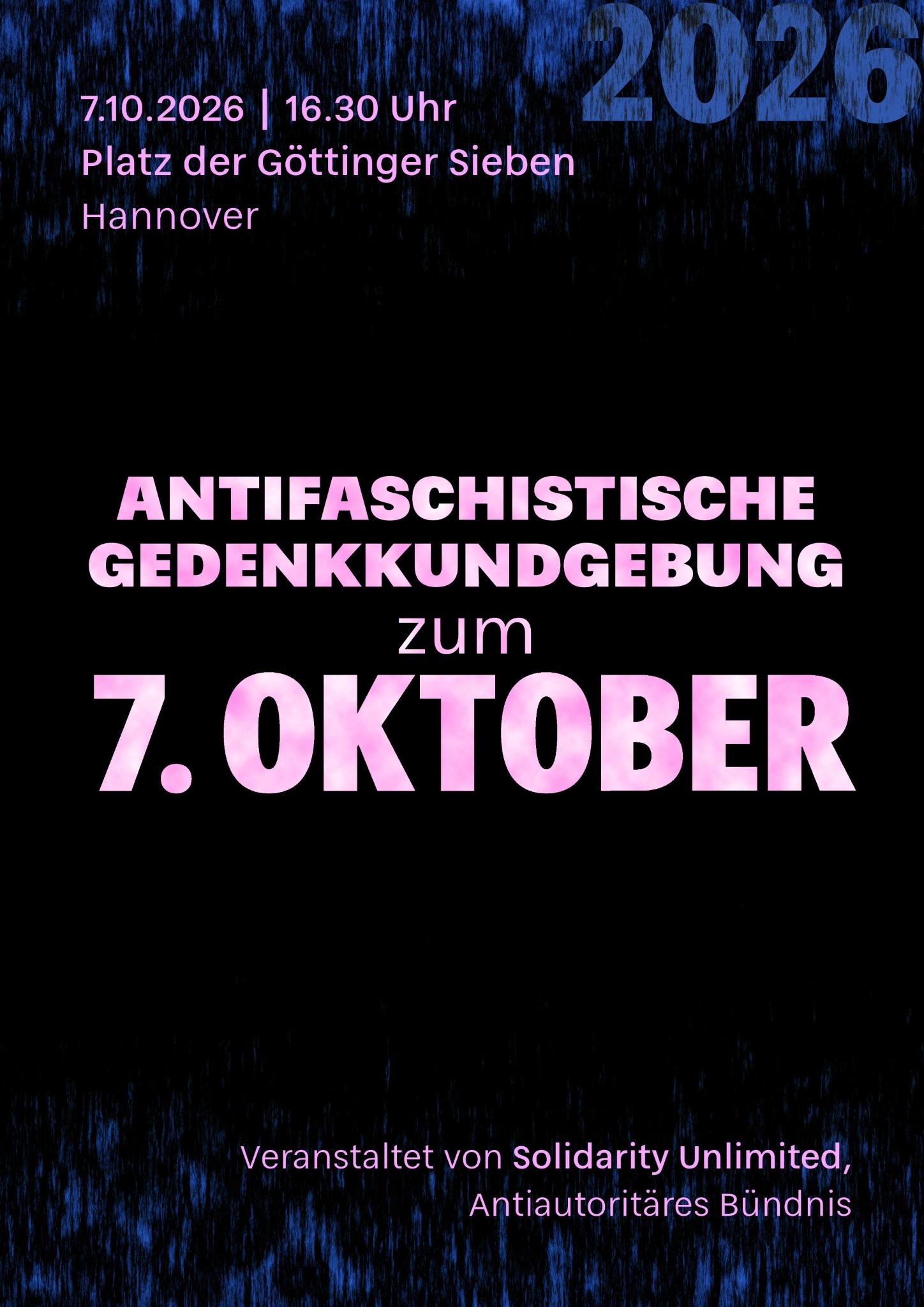Aufruf zur antifaschistischen Gedenkkundgebung am 7.Oktober