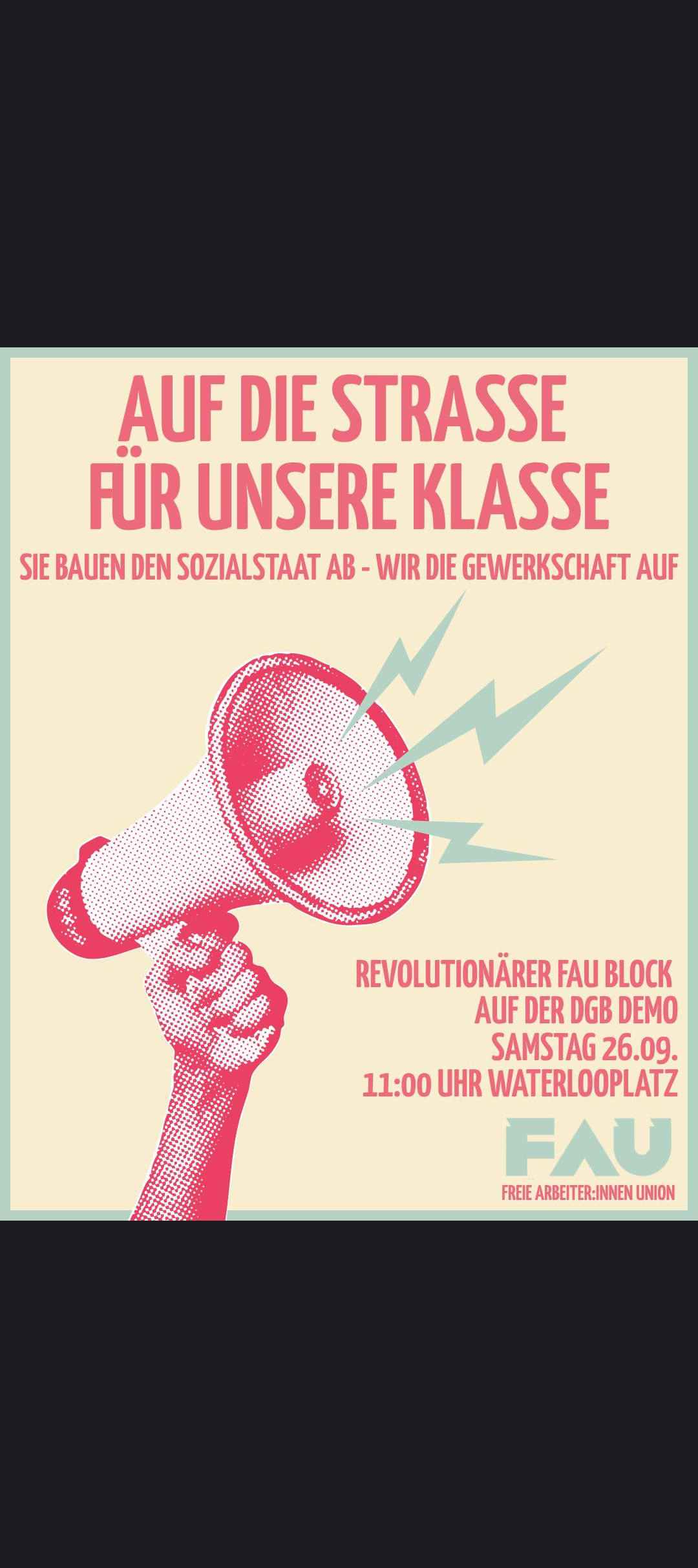Klassenkämpferischer FAU-Block auf der Demo gegen Sozialkürzungen